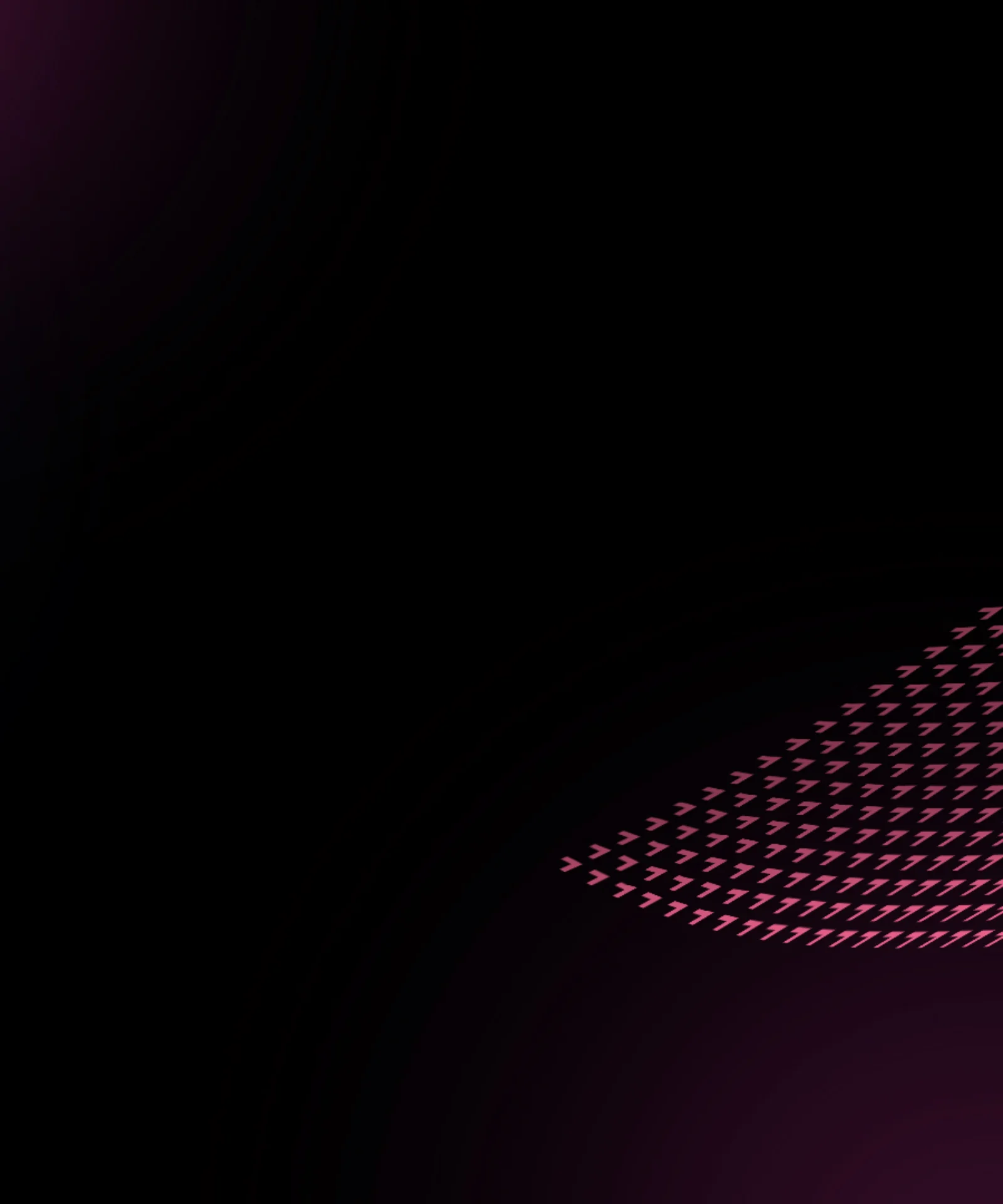 Abstract visual depicting a wave of pink arrows on a dark background, symbolizing the diverse range of AI use cases.