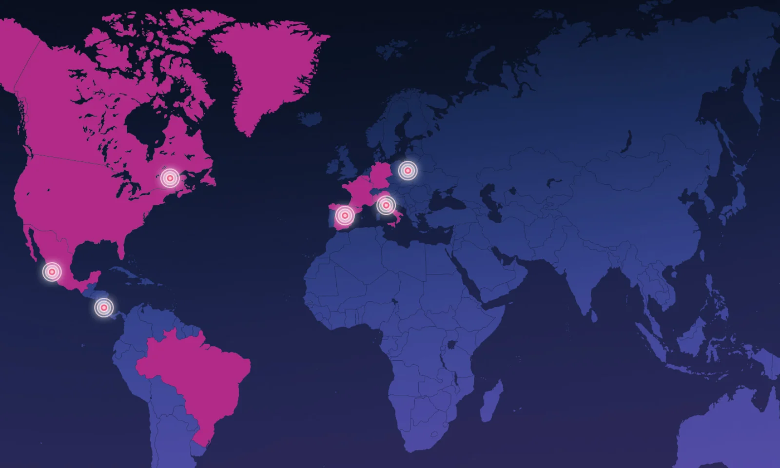 A world map highlighting regions with significant Guidewire activity and presence.