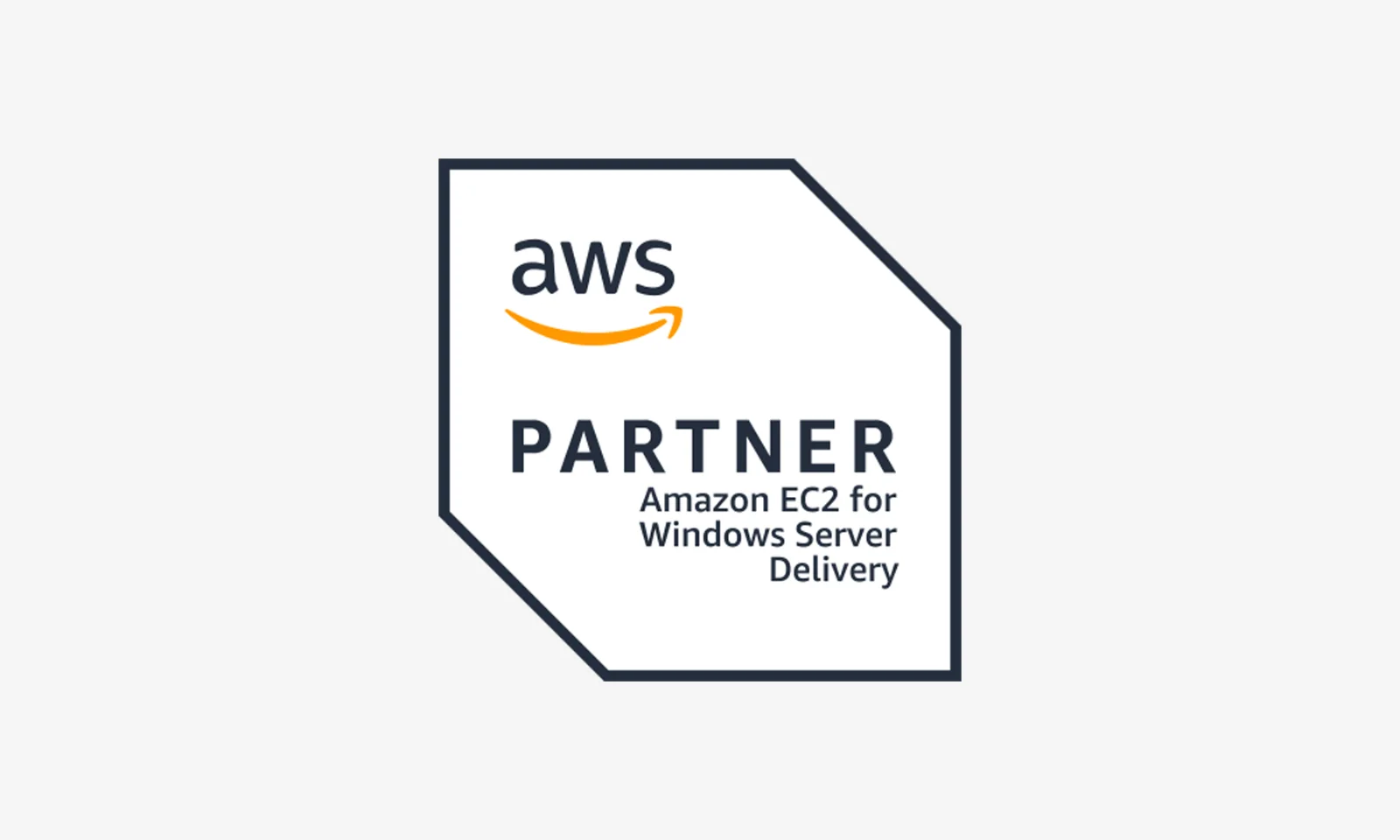 Badge showcasing AWS Partner Competency for Amazon EC2 for Windows Server Delivery.