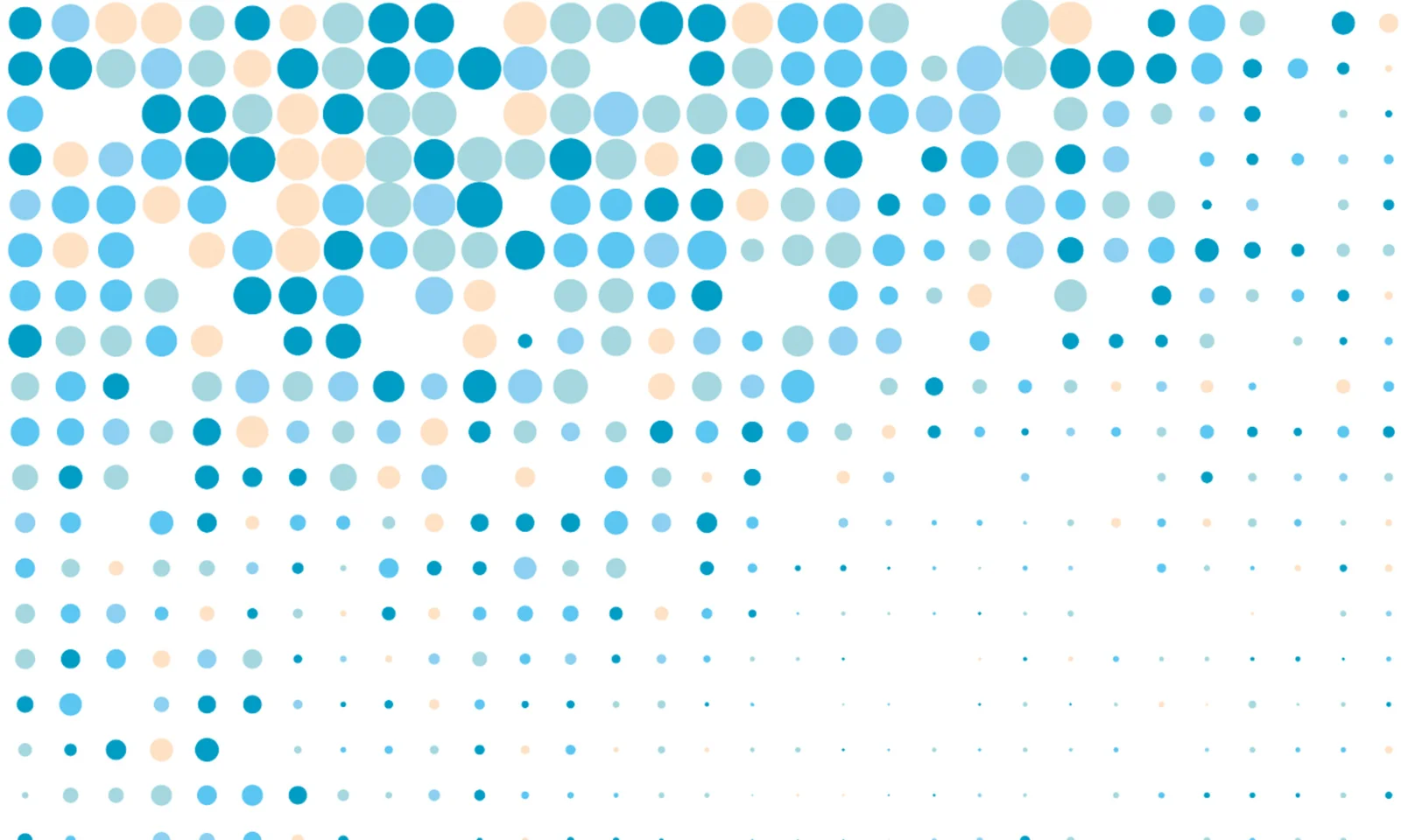 Motif abstrait de points bleus et pêche sur fond blanc, représentant l&#039;analyse des données et l&#039;adoption du cloud.