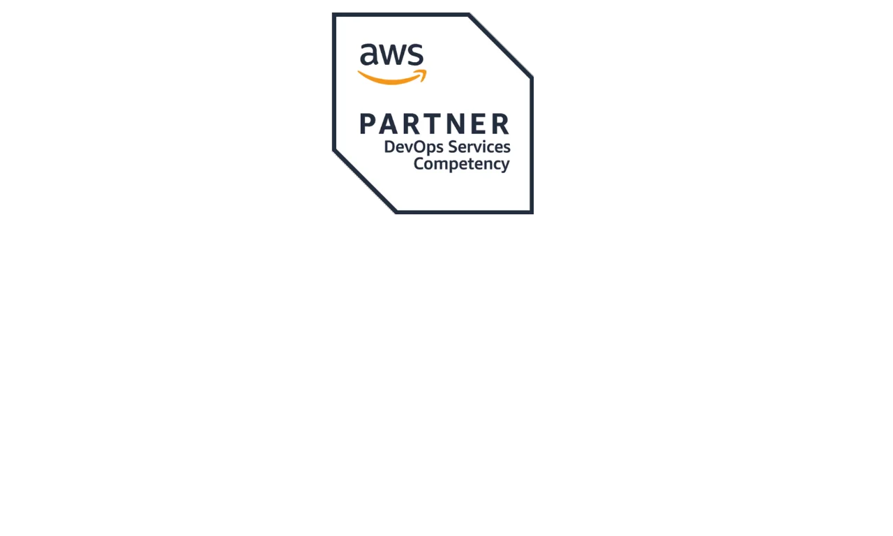 Badge showcasing AWS Partner Competency for DevOps Services.